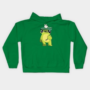 Frog with leaf Kids Hoodie